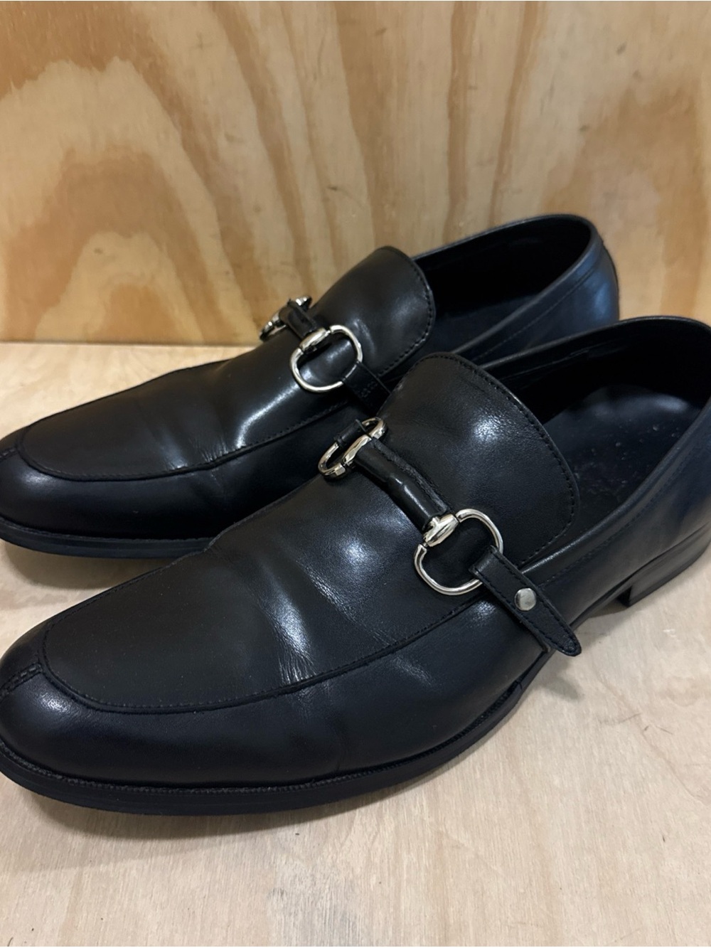 Gucci Horsebit Accent Black Leather Dress Loafers Men's Size 11 1/2